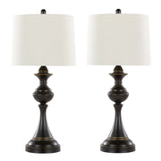 Montgomery 29' Contemporary Metal Table Lamp in Oil Rubbed Bronze with Off-White Linen Shade from Grandview Gallery by LumiSource - Set of 2