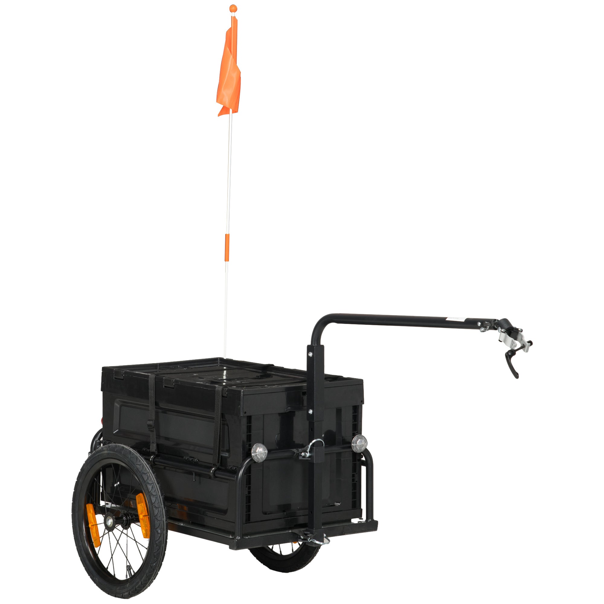 Aosom Bike Cargo Trailer, Bicycle Trailer Wagon Cart with Removable Storage Box, Quick Release 16' Wheels and Safe Reflectors, No Bottom
