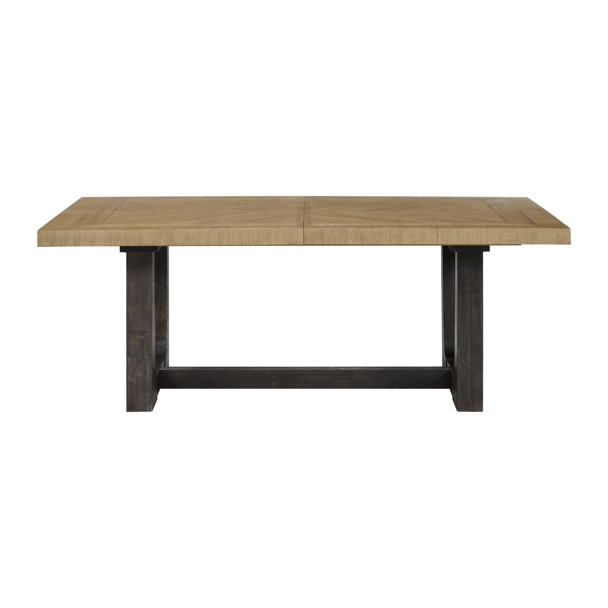 Caramel and Cocoa Trestle Dining Table with Black Base in Brown Wood, 42'L x 104'W x 30'H