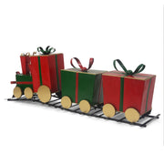 Festive Iron Train Decor with Gift-Shaped Carriages