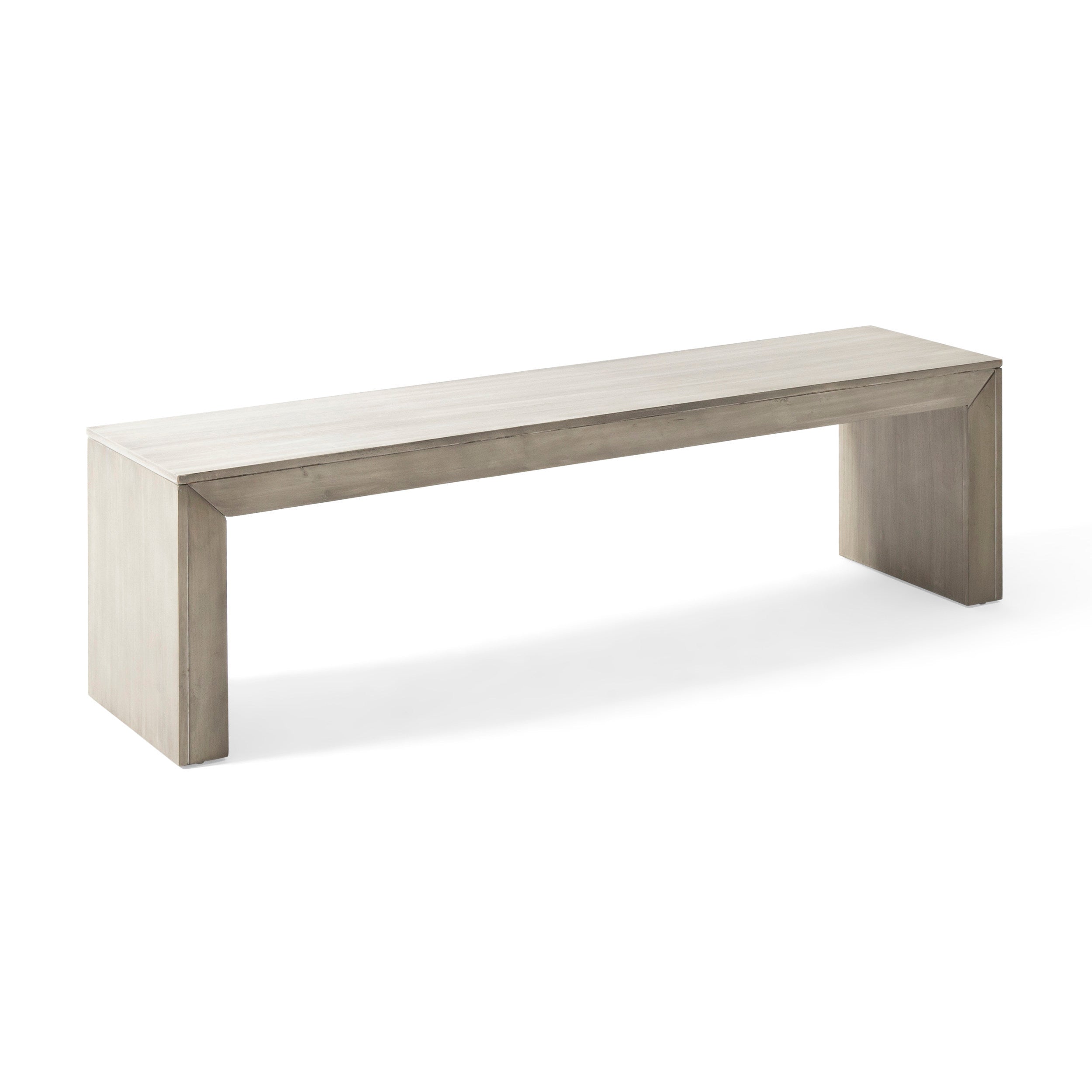 Farmhouse Style Wooden Dining Bench with Rustic Aesthetic in Grey Acacia Wood 63x15x18 inches