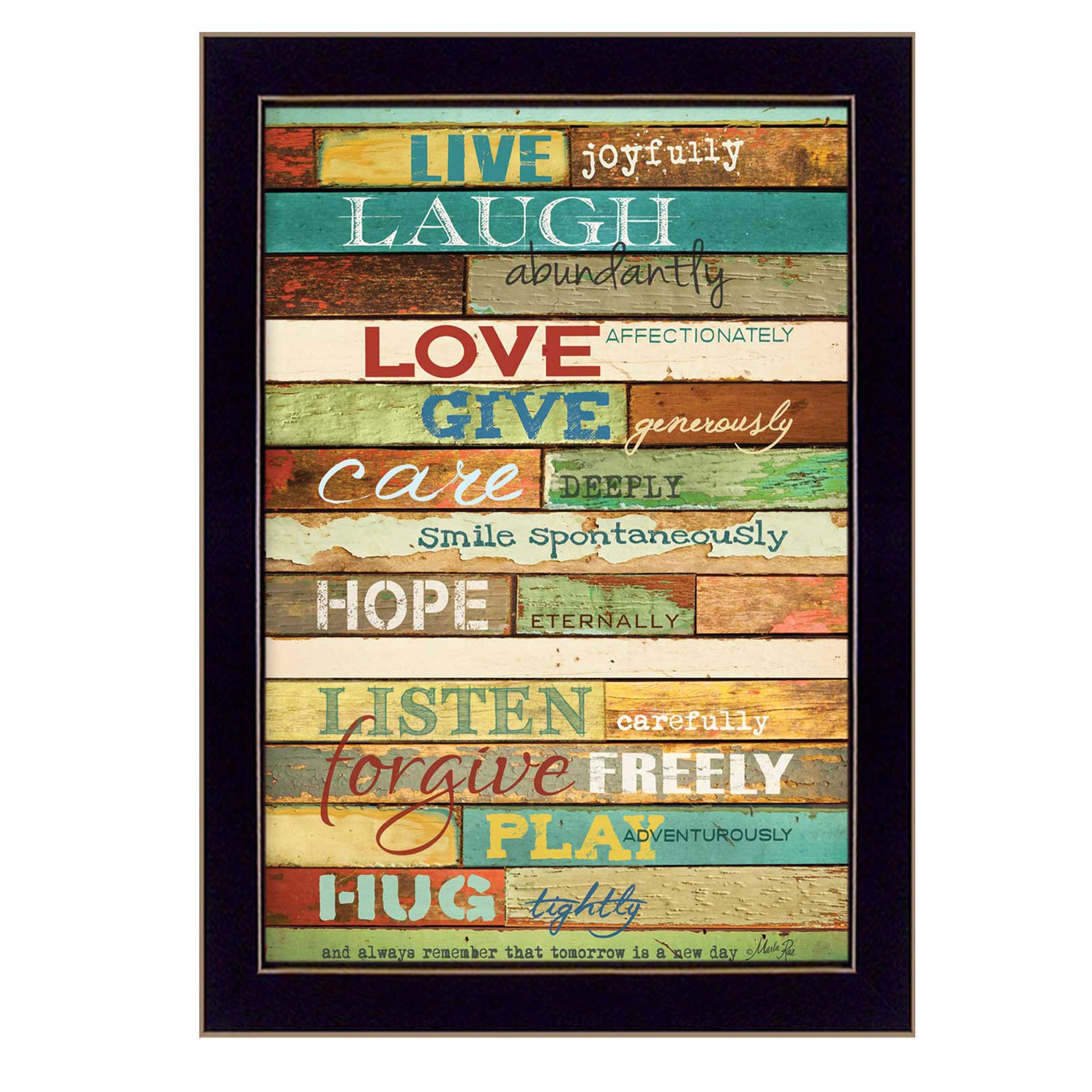 'Live Joyfully' By Marla Rae, Printed Wall Art, Ready To Hang Framed Poster, Black Frame