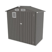 6X3.5FT Compact Metal Outdoor Storage Shed with Peaked Roof and Lockable Door, Gray,