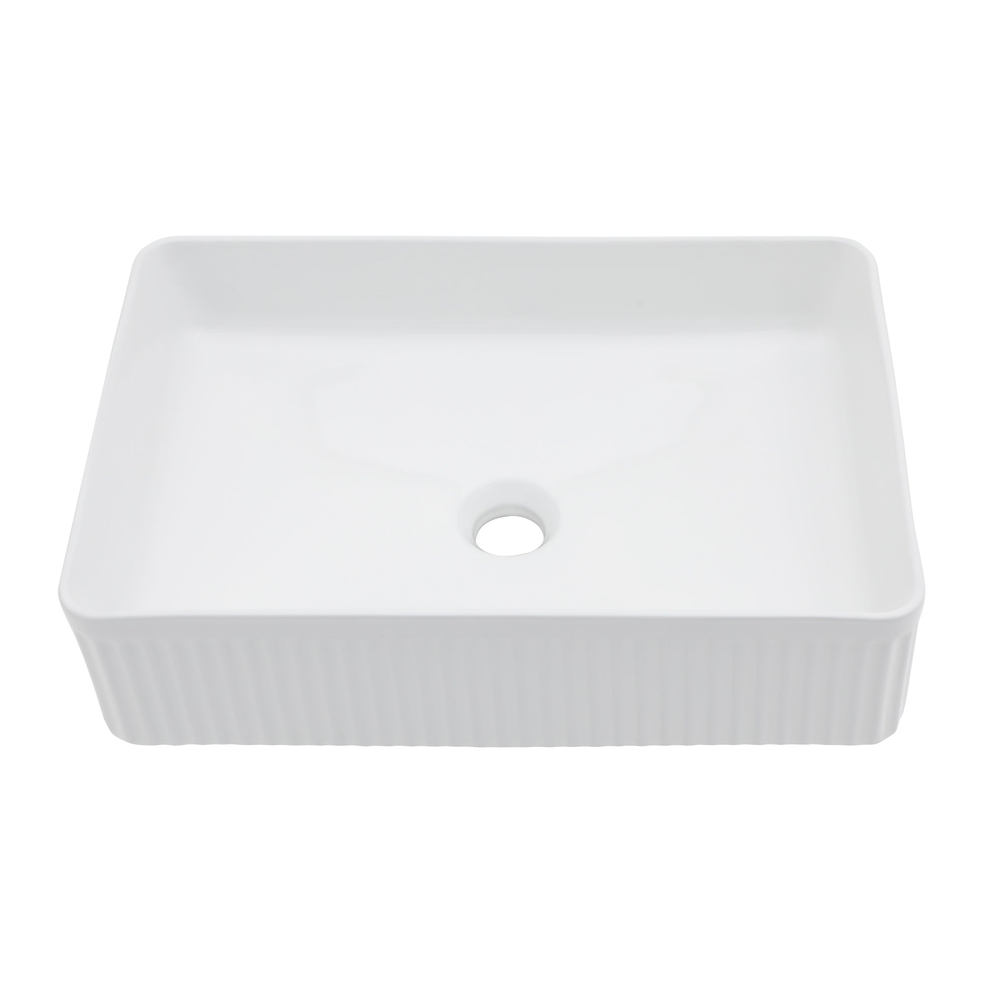 Modern White Ceramic Rectangular Vessel Bathroom Sink 19.63x13.69 Inches