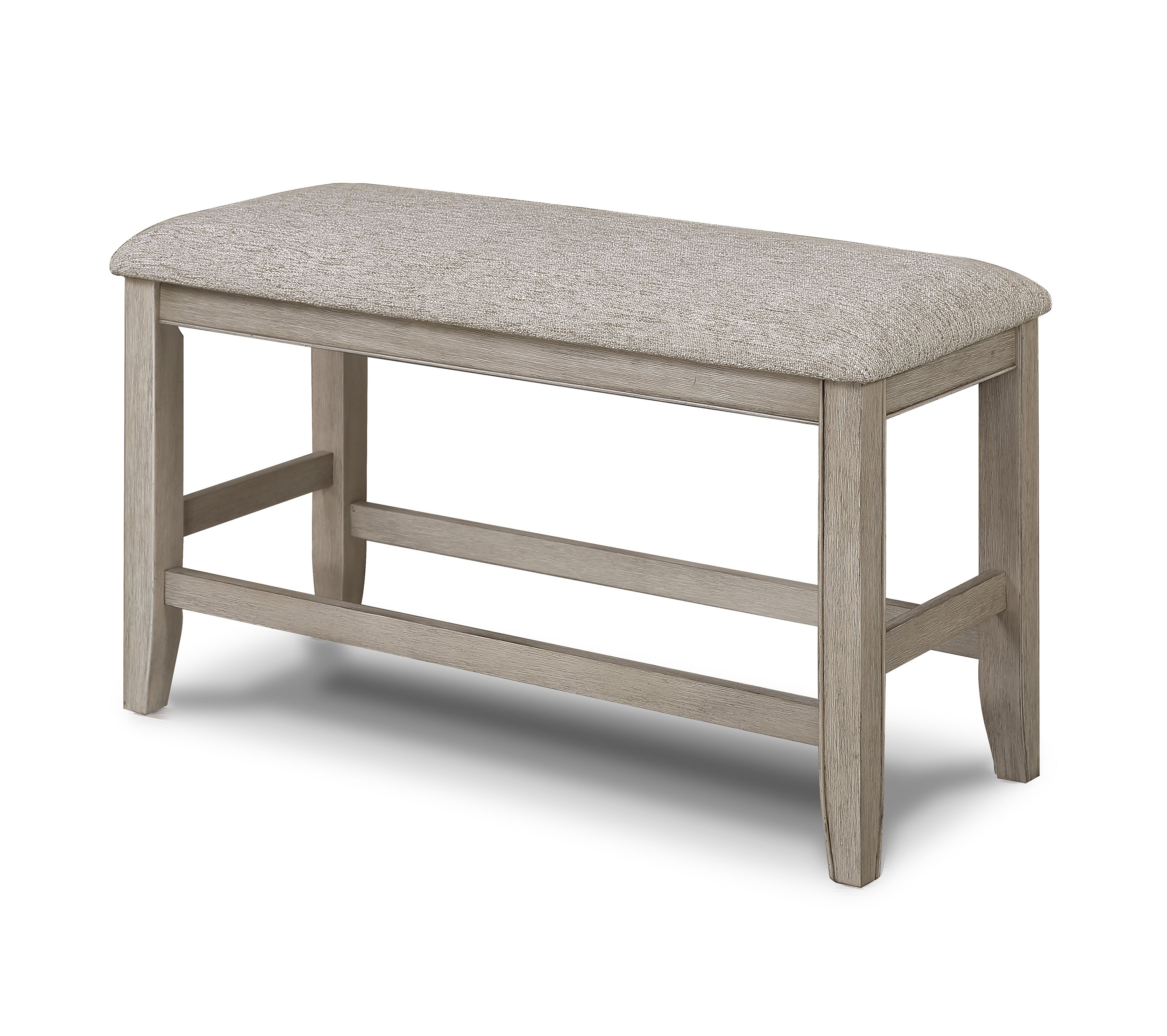 Farmhouse Style 1pc Tan / Beige Gray Color Counter Height Bench Footrest Upholstered Seat Wooden Furniture