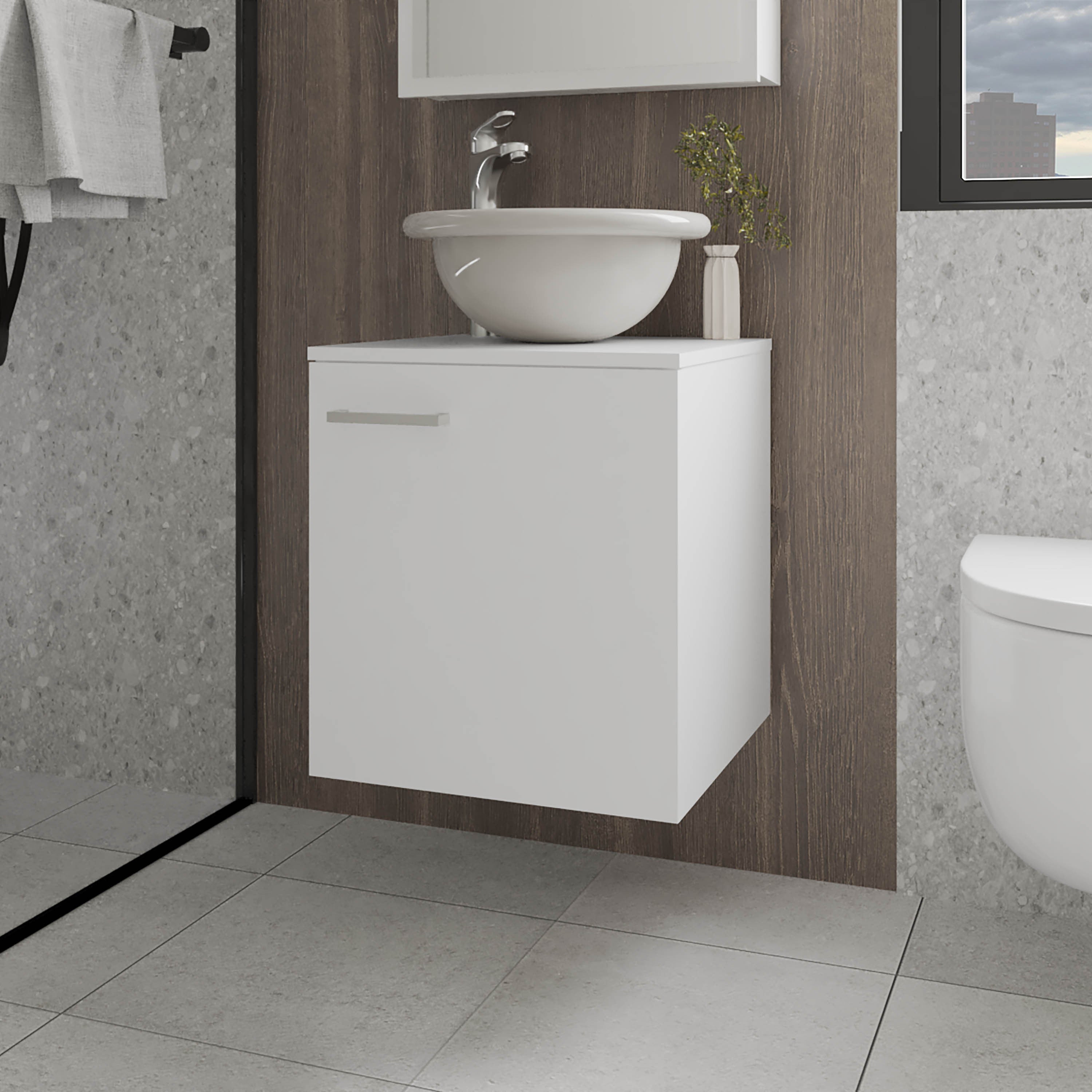 FM FURNITURE Pirtleville  Bathroom Vanity with Integrated Sink, White