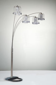 1pc Modern Design Classic Luxury Sleek Multi-head Floor Lamp Half Moon Radiant Crystal-encrusted Sleek Metallic Stems Living Room Pewter
