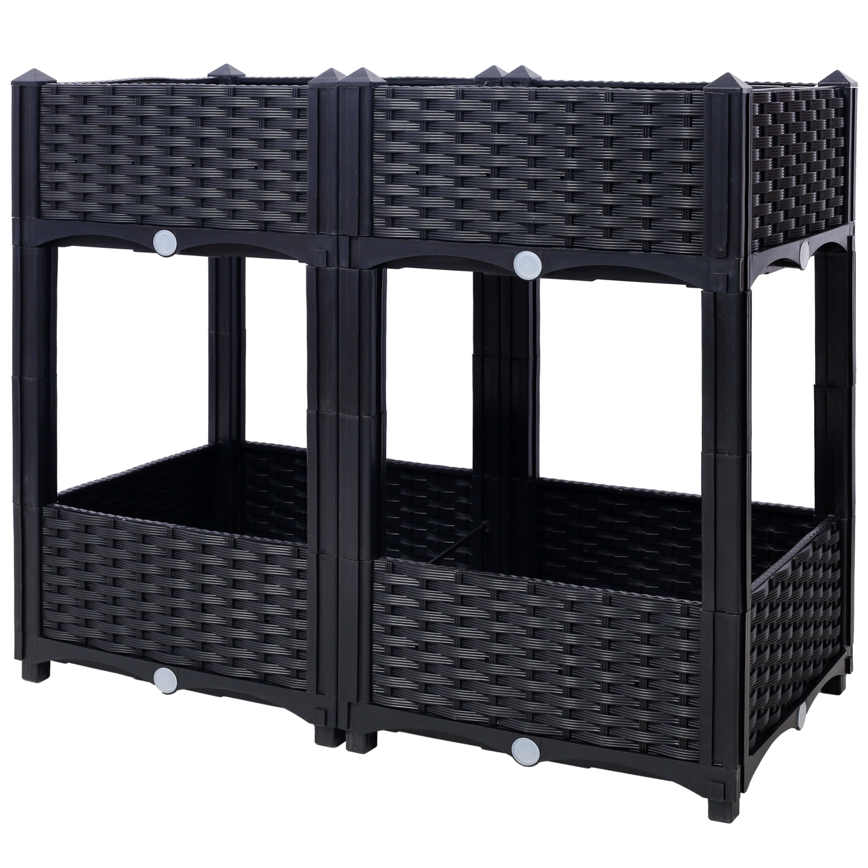 Planter Raised Beds - Elevated Planter Garden Box with Drainage Plug Raised Garden Beds for Vegetable/Flower/Herb Outdoor Standing Planter Beds Gardening Kit,Black,31.5'x15.7'x27.7'