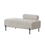 Elegant Upholstered Mini Loveseat with Adjustable Backrest, Beige Faux Fur, 49.6' Wide