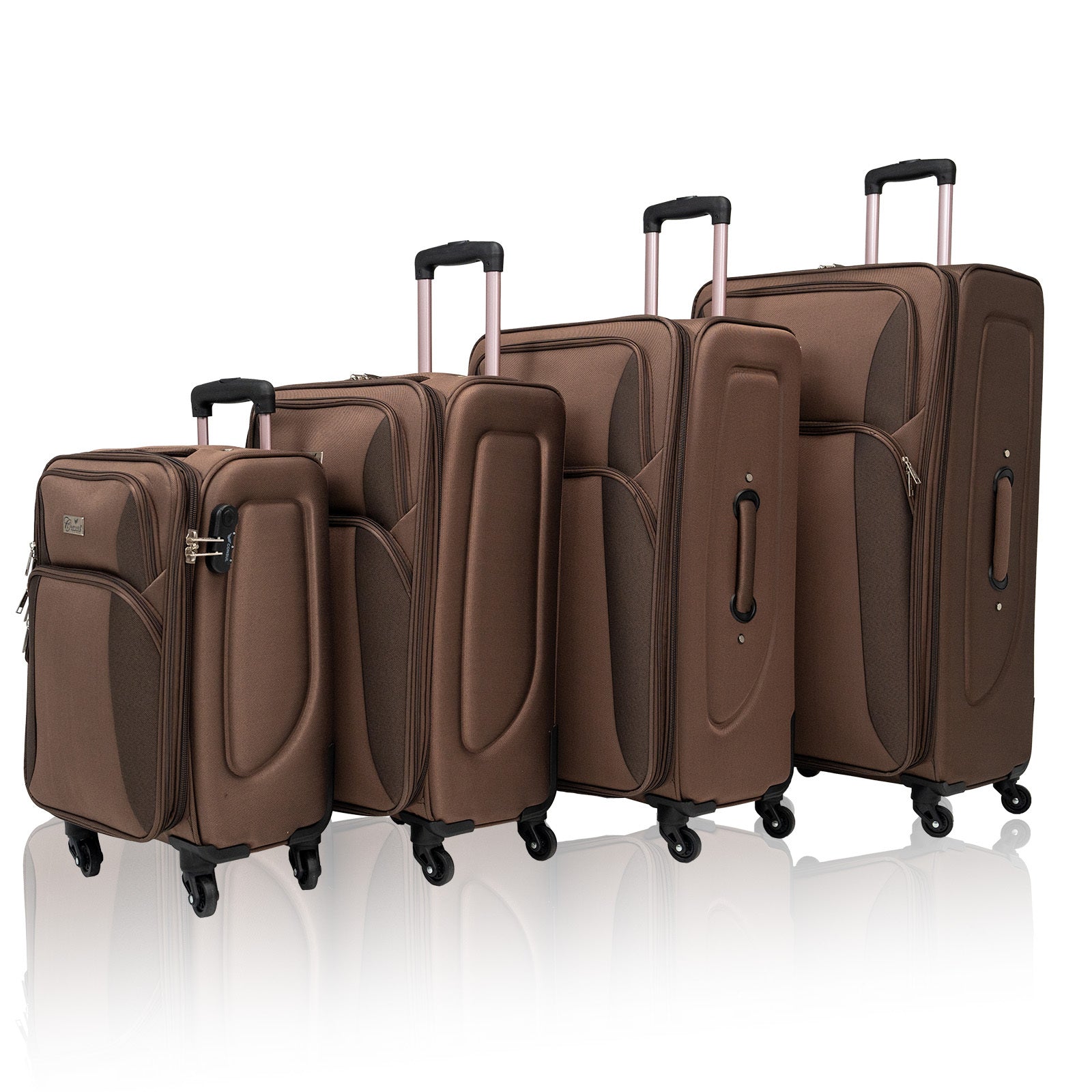 SoftshellLuggage Expandable 4 Piece Set Suitcase Softside Lightweight Luggage Travel Set
