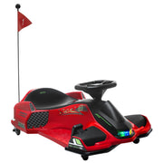 Aosom 12V Electric Go Kart, 5 MPH Drifting Car, Battery Powered Ride on Toy Outdoor with Slow Start, Music, Colorful Lights, for 8-12 Years Old, Red