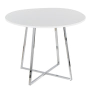 Cosmo Canary Contemporary Dining Table in Chrome Metal and White MDF by LumiSource