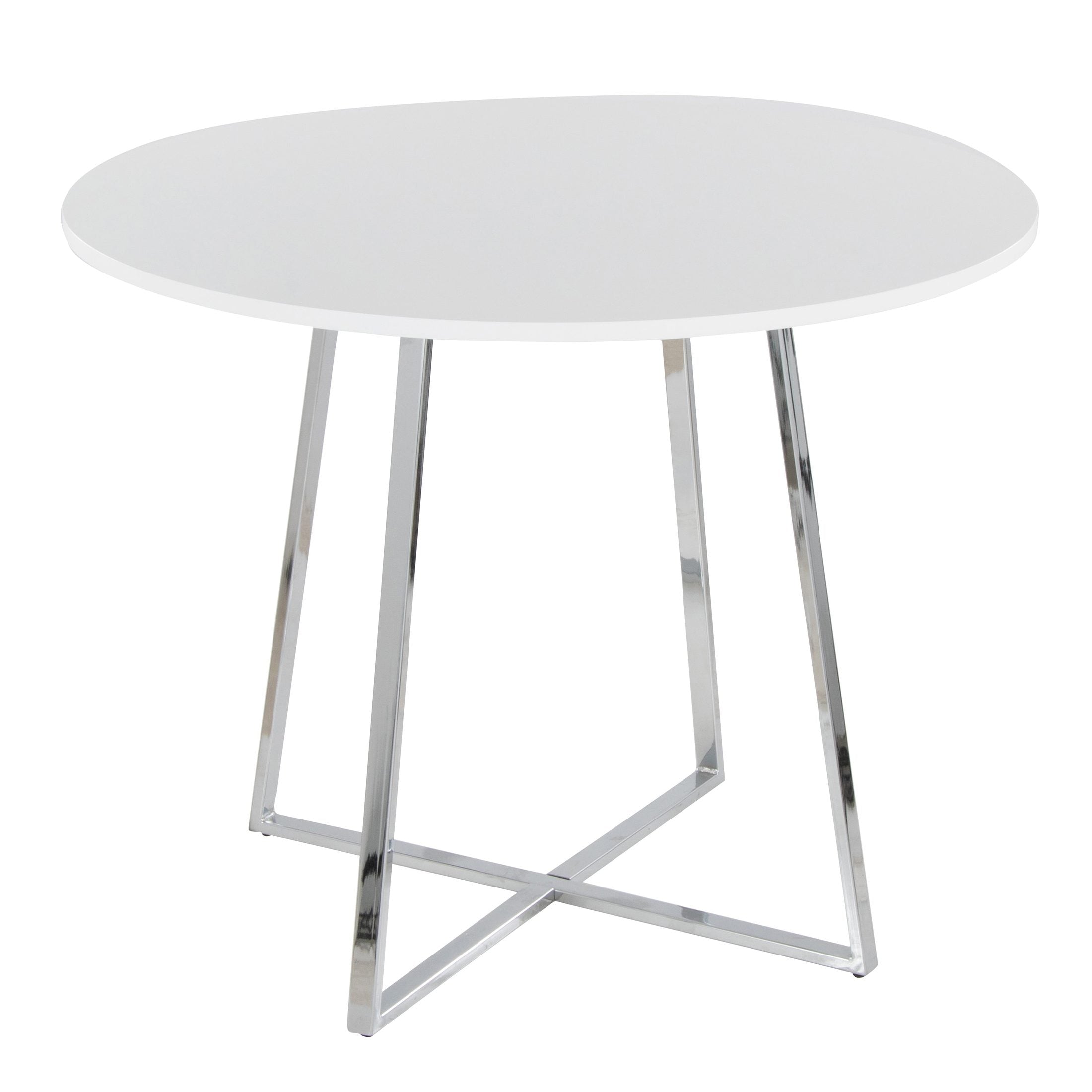 Cosmo Canary Contemporary Dining Table in Chrome Metal and White MDF by LumiSource