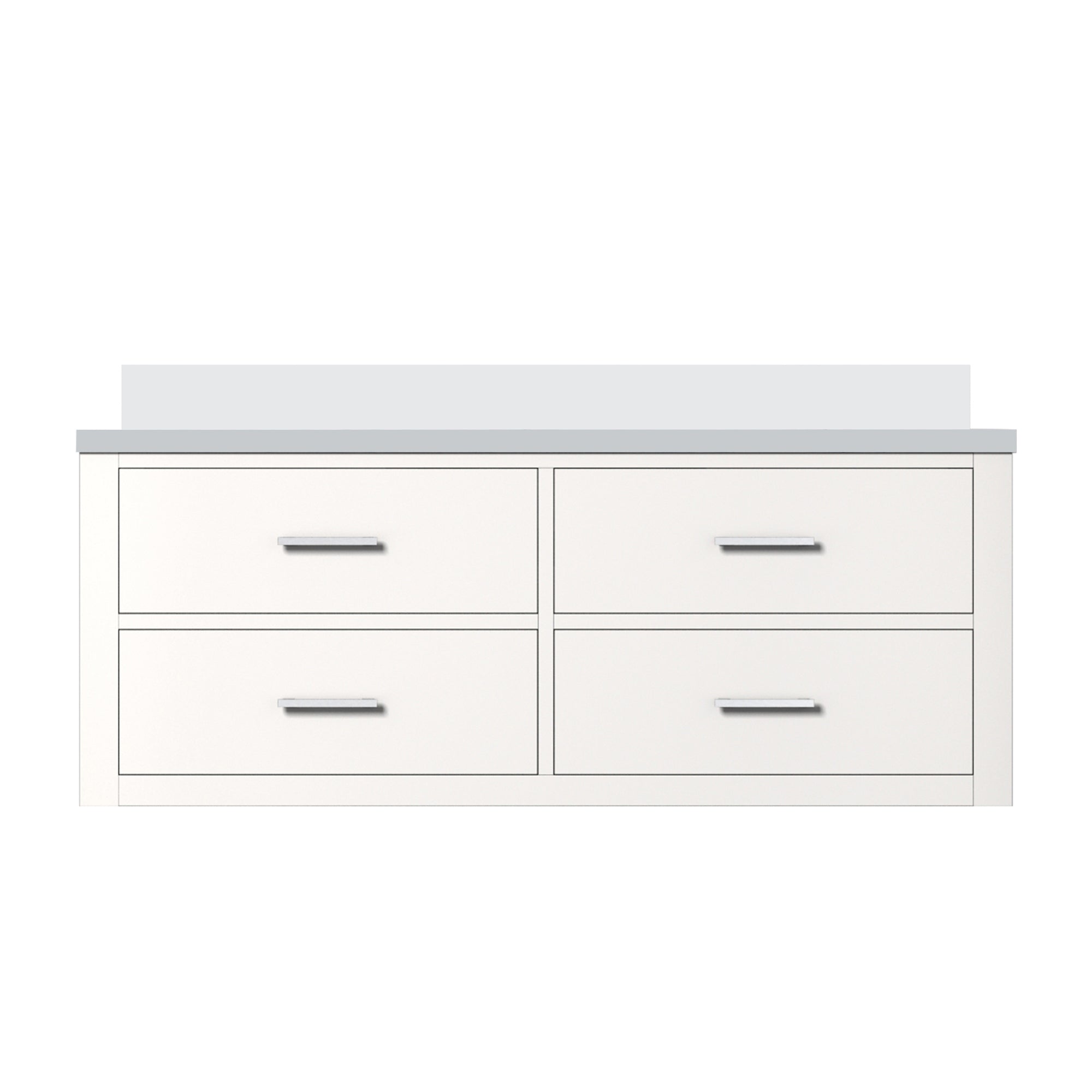 White Single Bath Vanity 48 in. W x 22 in. D, with White Quartz Top