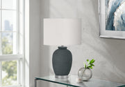 Lighting, 24'h, Table Lamp, Blue Ceramic, Ivory / Cream Shade, Contemporary
