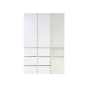 Elise Modular Wood Closet System with Mirror in White Finish for Custom Storage Solutions