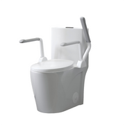 UPGRADED DESIGN Armrest, with Glossy White GW-007 One-Piece Toilet with Tornado Flush, Soft Close Seat, Dual Flush MAP 1000g, Comfort Chair Seat ADA Height 17'