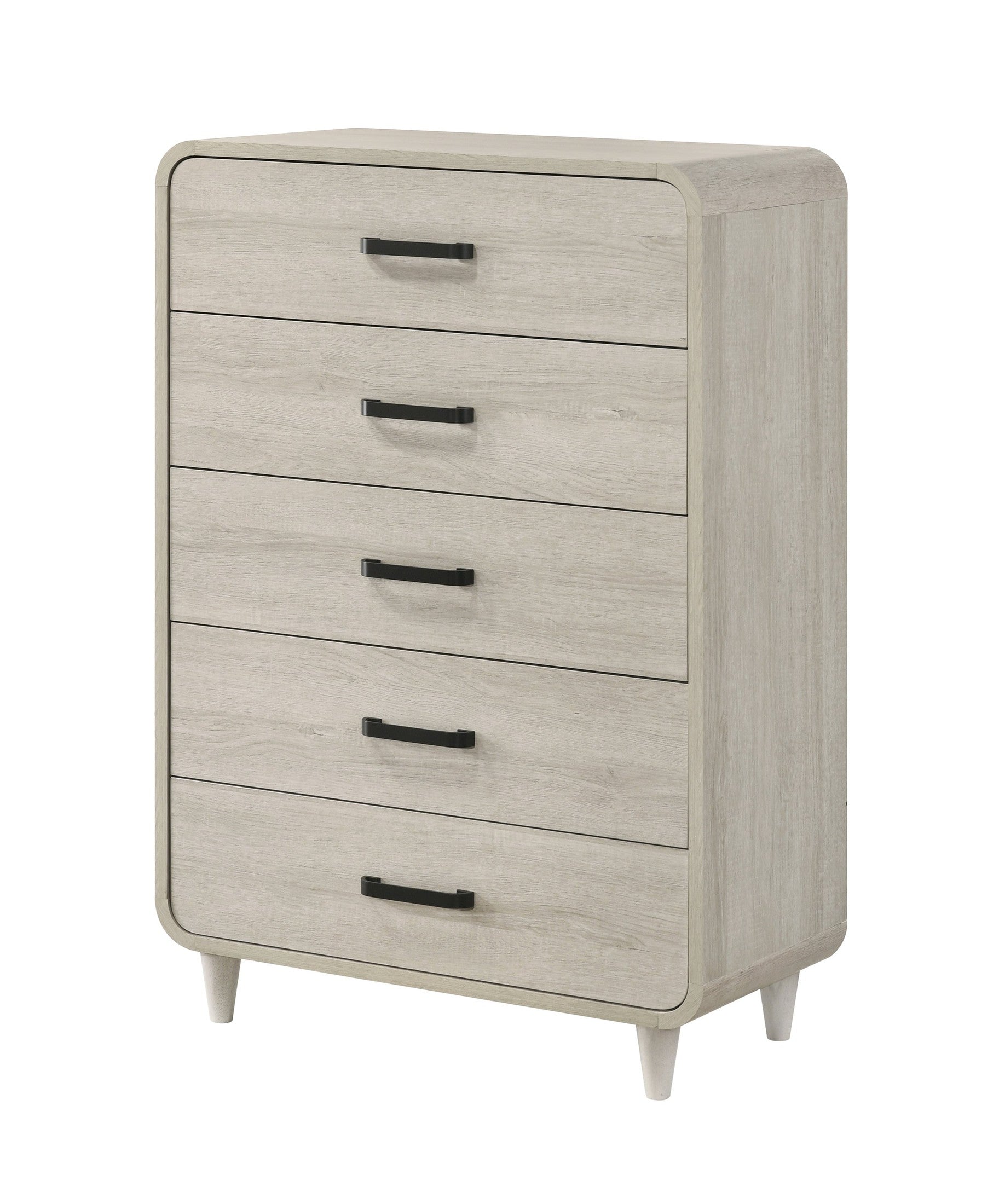 1pc Contemporary White Finish Ample Drawer Space Five Drawers Tall Chest Storage Wooden Furniture Antique White Color