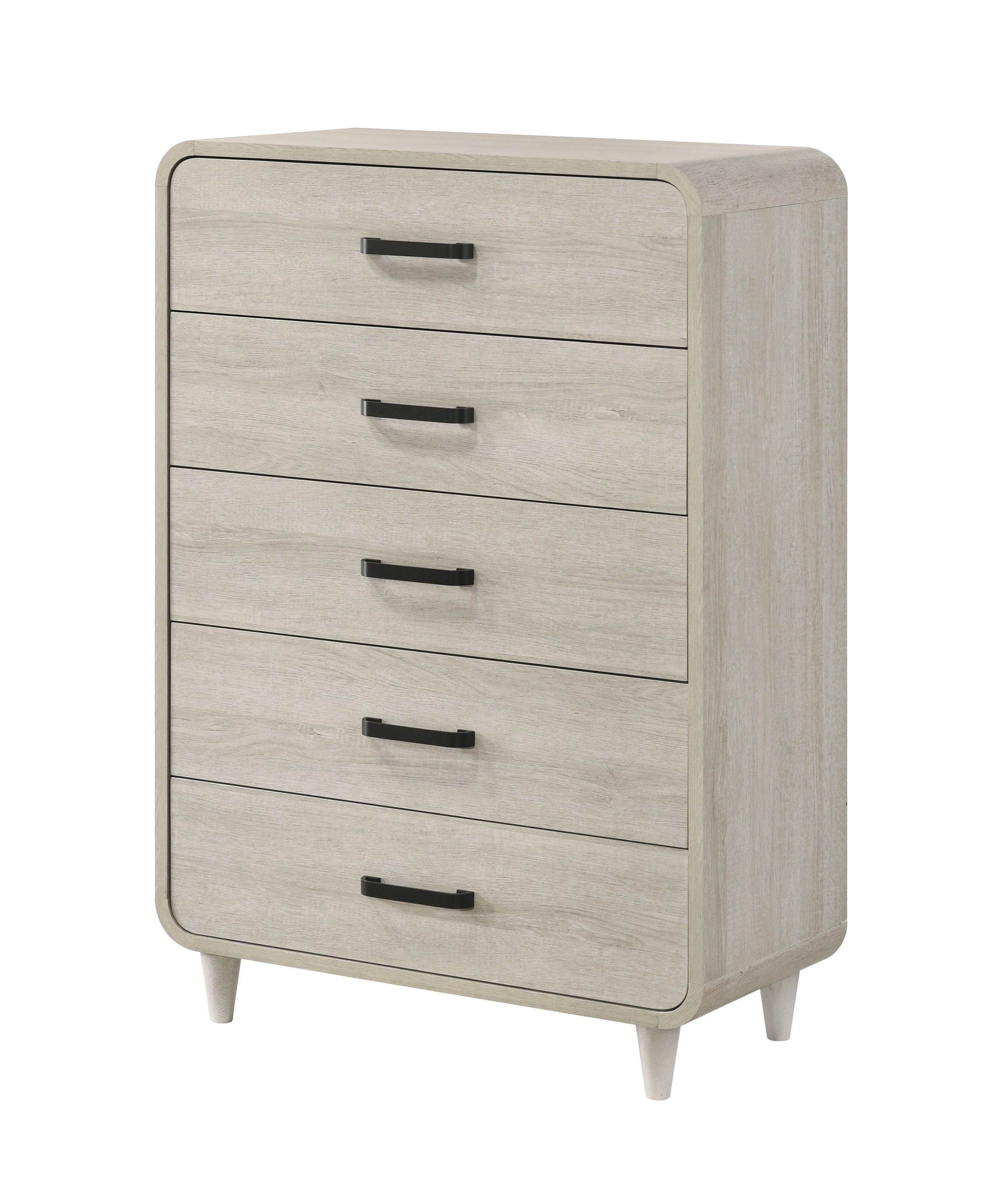 1pc Contemporary White Finish Ample Drawer Space Five Drawers Tall Chest Storage Wooden Furniture Antique White Color