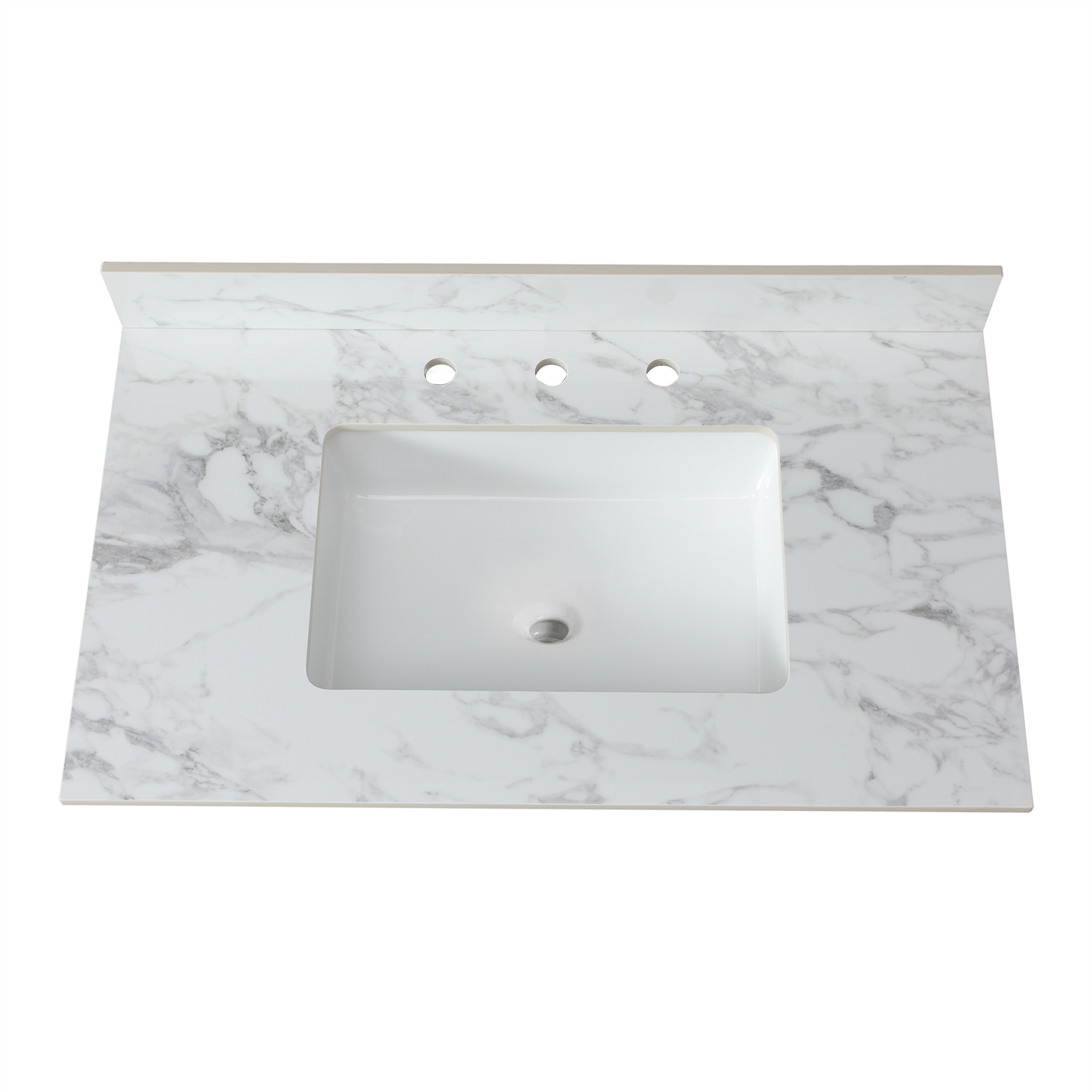 Elegant Sintered Stone Bathroom Vanity Top with Rectangular Undermount Ceramic Sink, Carra White, 37' x 22'
