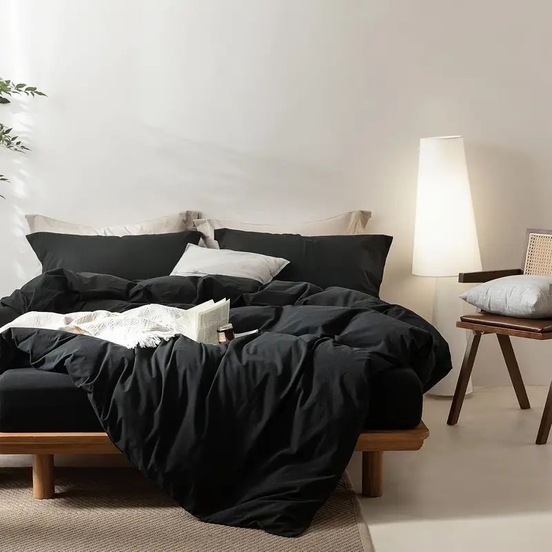 Serta Simply Clean Solid Duvet cover Black King