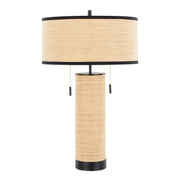 Cylinder Rattan 29' Contemporary Rattan Table Lamp in Black Metal and Natural Rattan from Grandview Gallery by LumiSource
