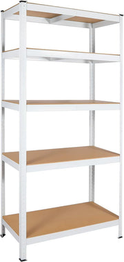 5 Tier Laminated White Metal Shelving Unit Adjustable Garage Storage Utility Rack Heavy Duty Shelves Organization Multipurpose Shelf Warehouse Basement Pantry 29' W x 12' D x 59' H 1Pack