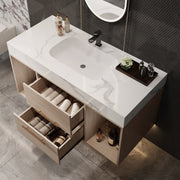 39.4 '' Floating Bathroom Vanity with Ceramic sink,Wall Mounted Vanity 2 Soft Close Drawer and white slate top