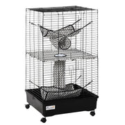 42' Ferret Cage W/ Wheels Brakes, Hammocks, Black
