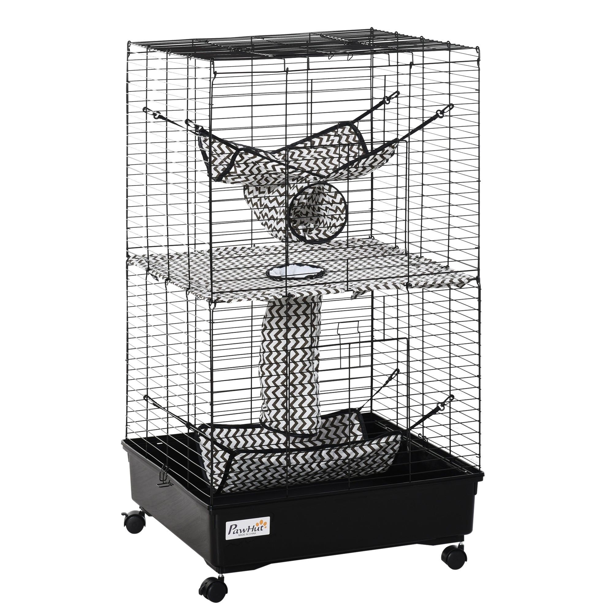 42' Ferret Cage W/ Wheels Brakes, Hammocks, Black