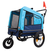2-in-1 Bike Trailer & Push Cart for Pets - Detachable Bike Hitch & Push Handle Included - All-Terrain Wheels, Quick Release Wheel, Non-Slip Floor, Internal Leash, Holds Pets Up to 88 lbs, Blue