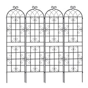 Black Metal Garden Trellis Set for Climbing Plants Support, Rustproof Iron, 86.7x19.7 Inches