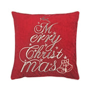 Red Velvet Christmas Throw Pillow with Merry Christmas Embroidery, 20x20 with Insert