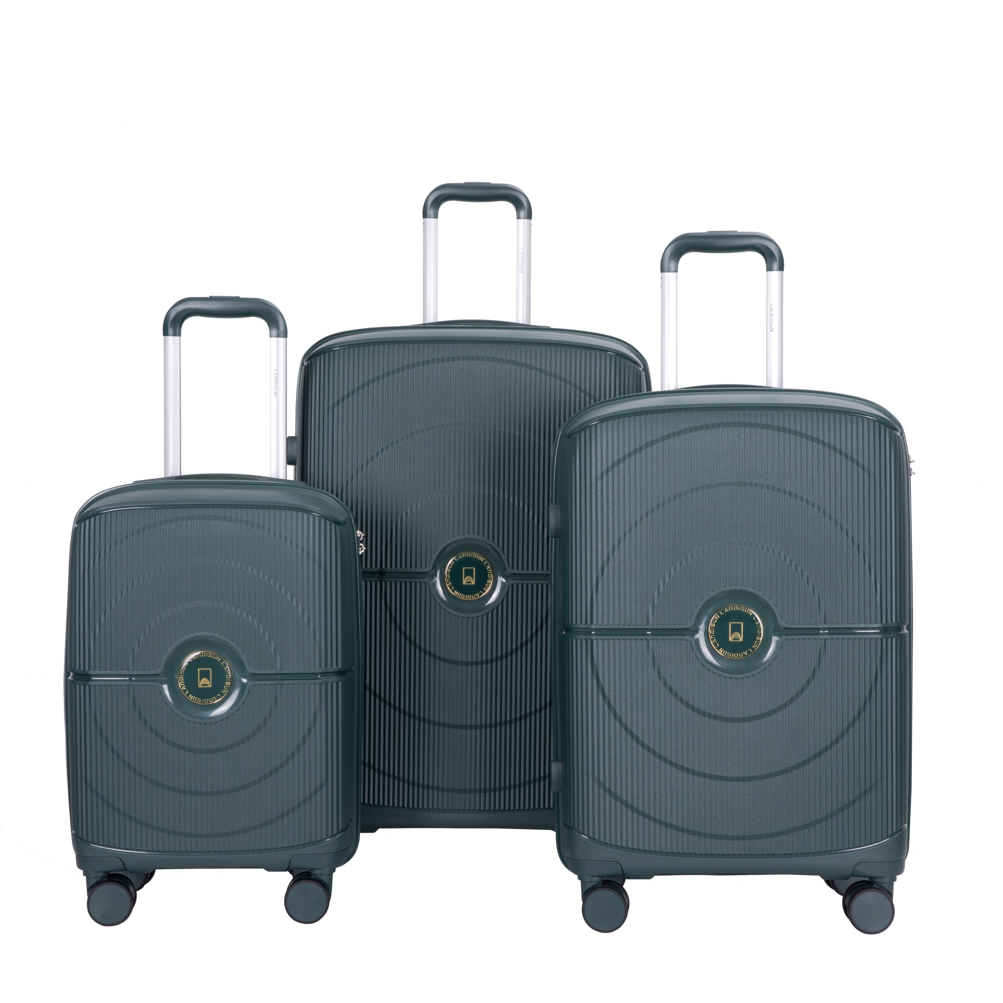 NEW Hardshell Suitcase Double Spinner Wheels Lightweight Durable PP Luggage Sets with TSA Lock, 3-Piece Set (20/24/28), Green