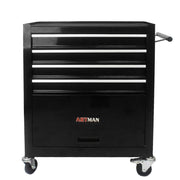 4 DRAWERS MULTIFUNCTIONAL TOOL CART WITH WHEELS-BLACK