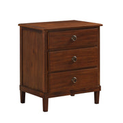 Chamberlin Brown 3-Drawer Nightstand with Antique Bronze Hardware