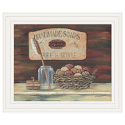 'HANDMADE SOAPS'-by Pam Britton, Ready to Hang Framed print, White Frame