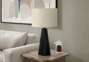 Lighting, 27'h, Table Lamp, Black Resin, Beige Shade, Modern