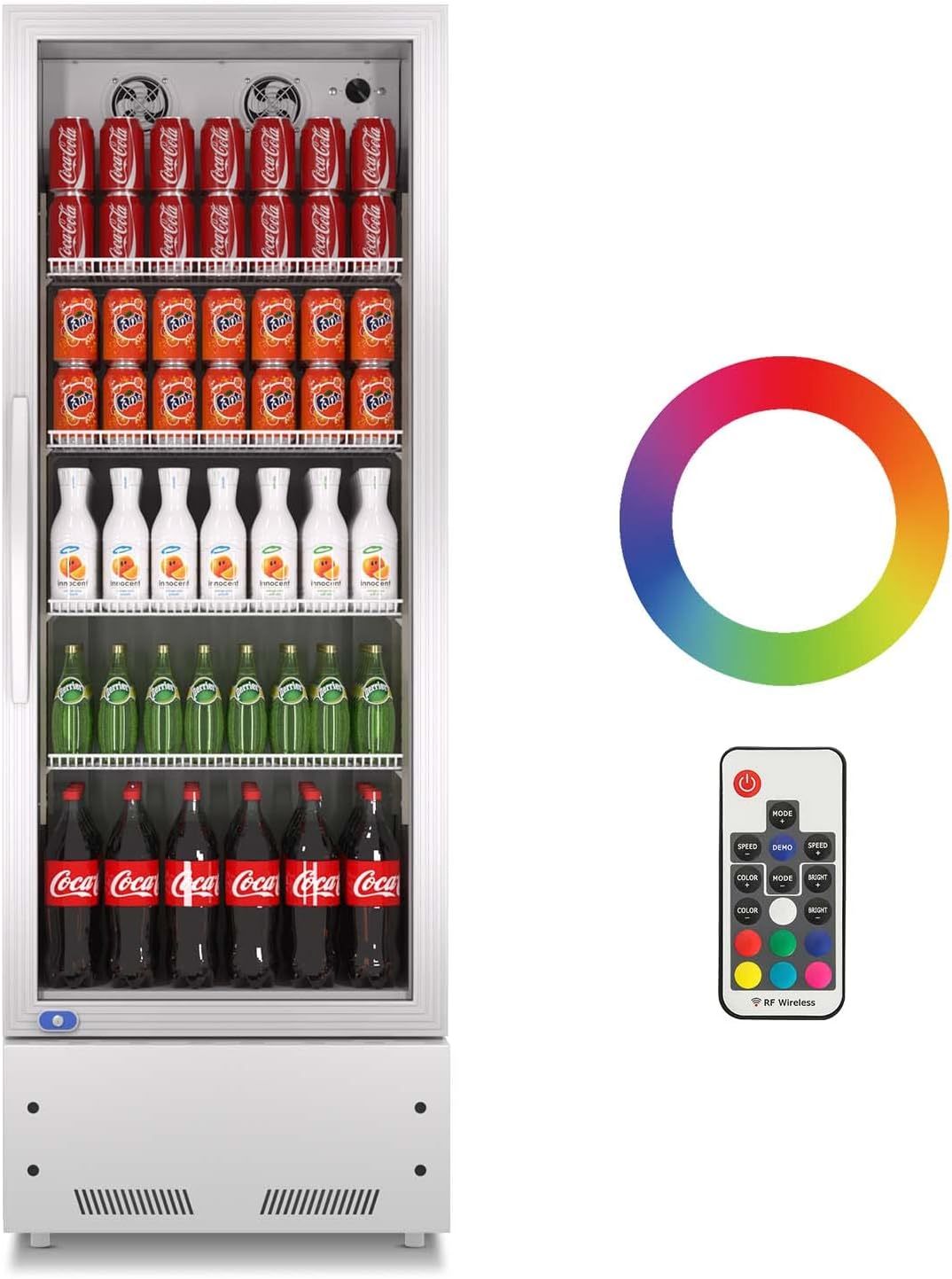 16.5 Cu. Ft Commerical Merchandiser Refrigerator, Reach-in Beverage Cooler with LED Lightning for Shop Restaurant Bar, ETL Approved, Silver