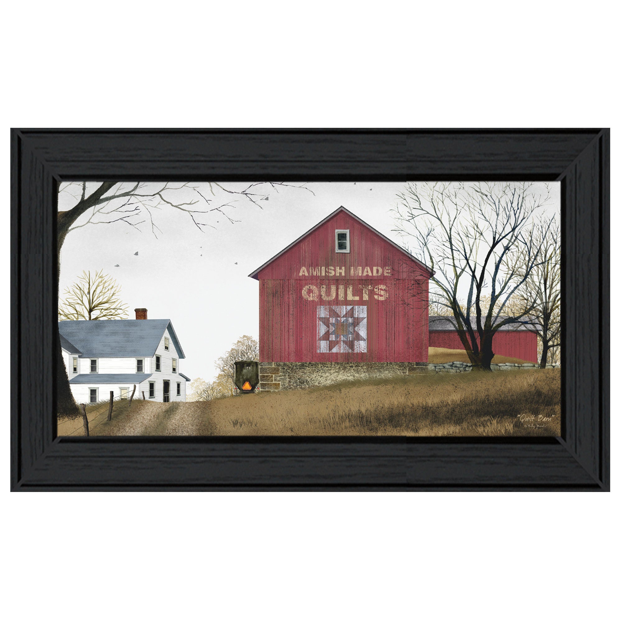 'The Quilt Barn' By Billy Jacobs, Printed Wall Art, Ready To Hang Framed Poster, Black Frame