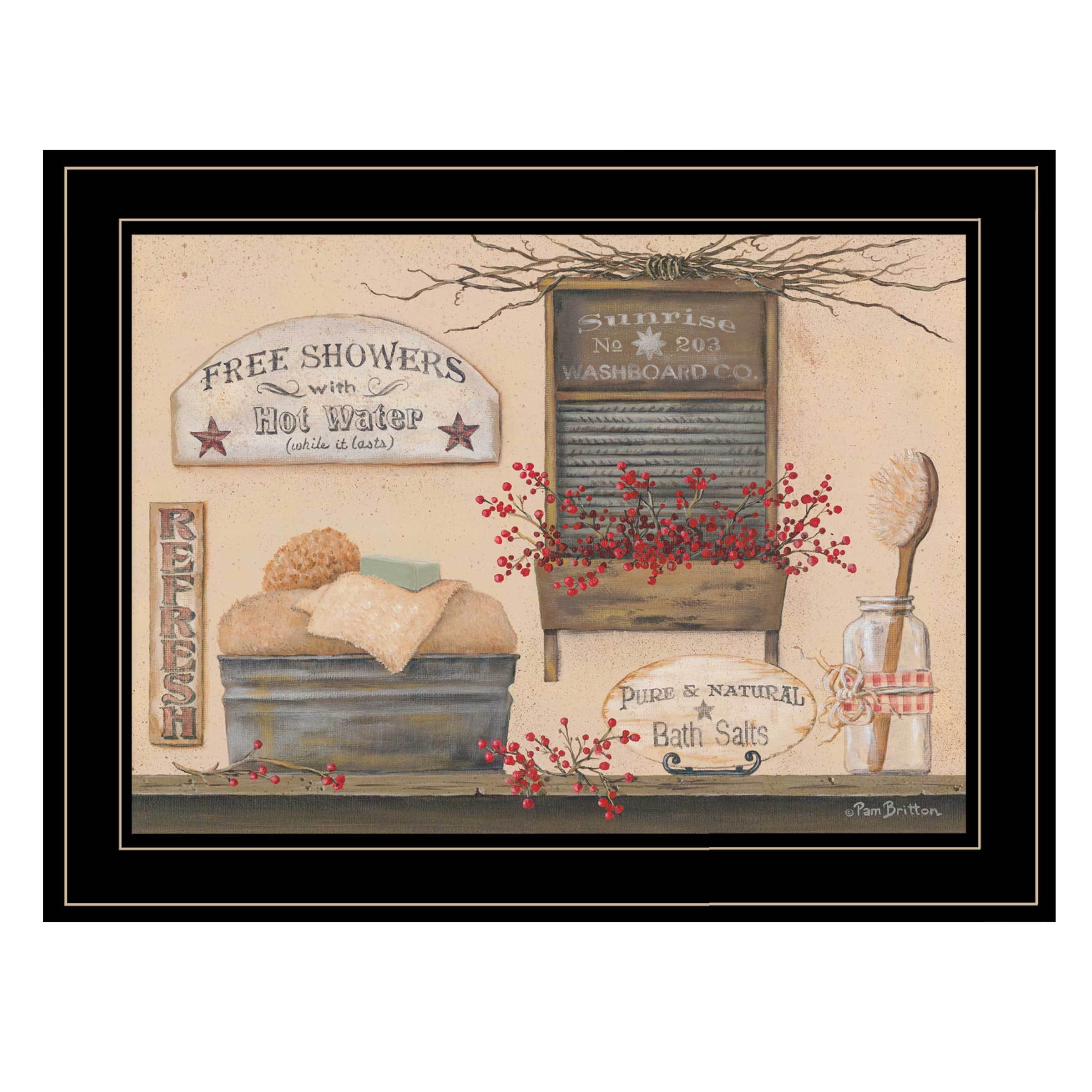 'Free Showers' By Pam Britton, Ready to Hang Framed Print, Black Frame