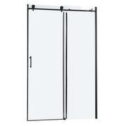 48' W x 76' H Matte Black Single Sliding Bypass Shower Door Enclosure with Tempered Glass