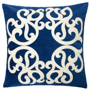 Dora Vintage Vine Indigo Polyester Velvet Pillow Cover with Matching Back, 20x20 inches