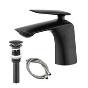 Single Hole Bathroom Sink Faucet with Pop Up Drain and Water Supply Hose, Single Handle Bathroom faucet