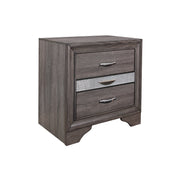 RYDER Sparkle Grey Nightstand with 3 Spacious Drawers and Jewelry Drawer in Solid Wood and MDF