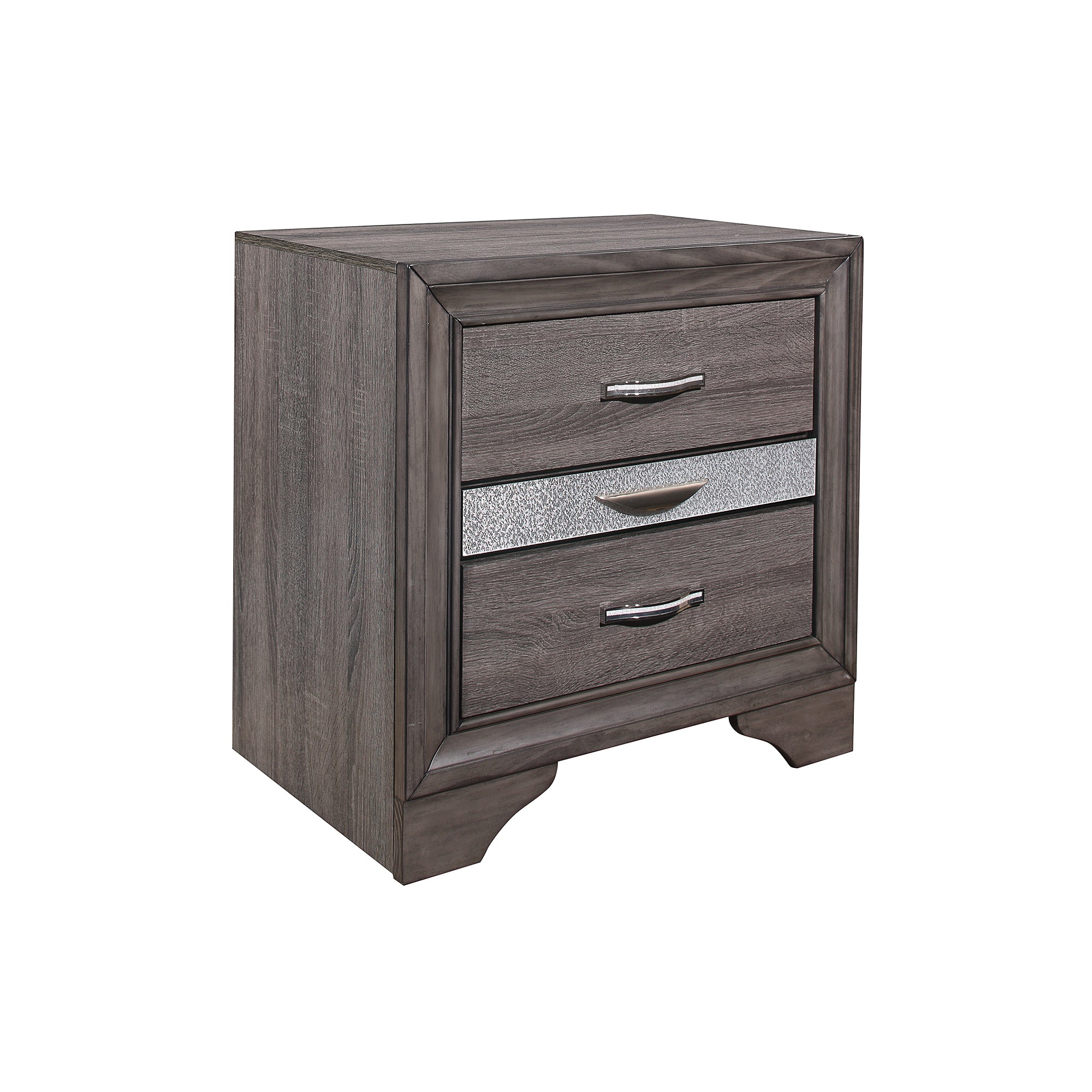 RYDER Sparkle Grey Nightstand with 3 Spacious Drawers and Jewelry Drawer in Solid Wood and MDF