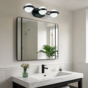 Bathroom Vanity Light, LED 3 Bulb Crystal Sand Acrylic Shades, Wall Mounted Decorative Lighting Fixture, Suitable for Bathroom Vanity Mirror (Black)