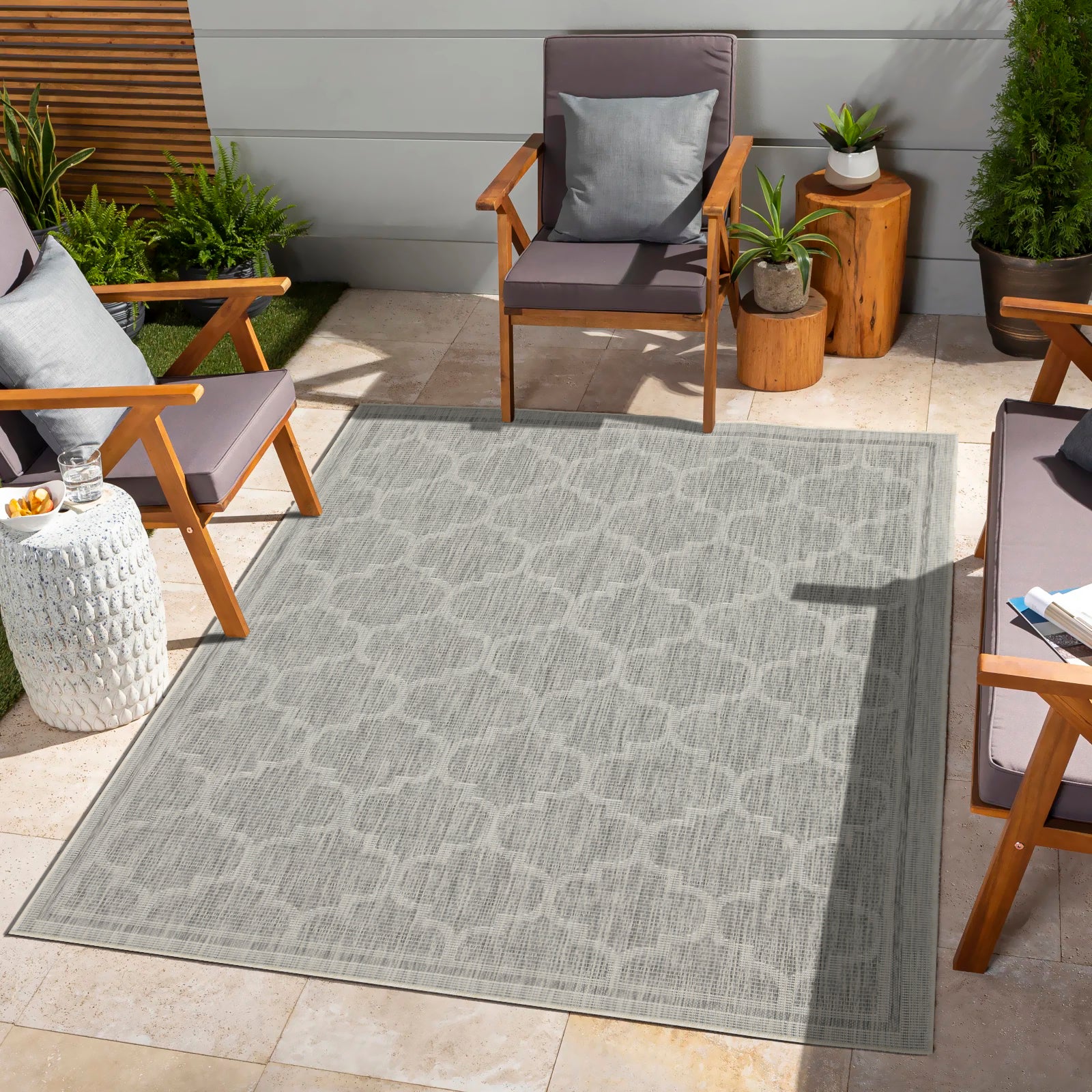 Sunshine GC_HAR2006 Silver 7 ft. 10 in. x 10 ft. 3 in. Indoor/Outdoor Area Rug