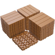 Burlywood Plastic Interlocking Deck Tiles, Waterproof Patio Flooring, 12.00'x12.00', All Weather Use