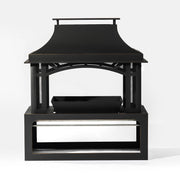 40' Wood Burning Fireplace, 50000 BTU Steel Fire Pit, Wood Burning Chimney for Outside Patio Deck Garden Backyard-Black